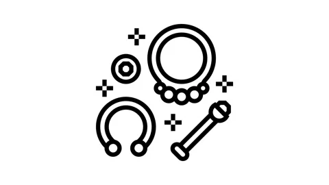 Ring piercing line icon animation Stock Footage 326133530