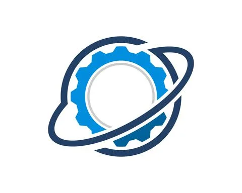 Ring planet with mechanical gear inside Stock Illustration