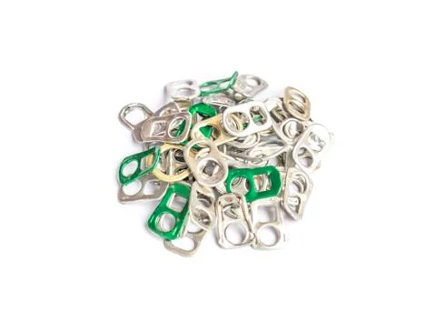 Ring pull of aluminum on white background Stock Photos