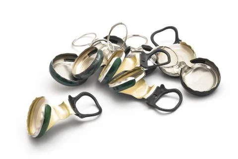 Ring pull beer caps Stock Photos