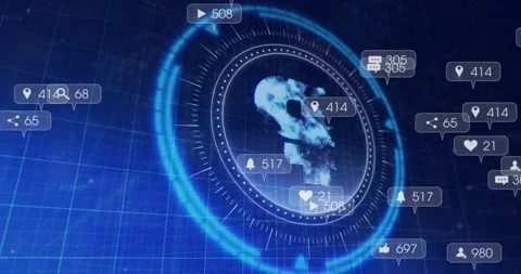 Ring pulse starting HUD rotating, icons sliding out and counts updating, showing Stock Footage 317207015