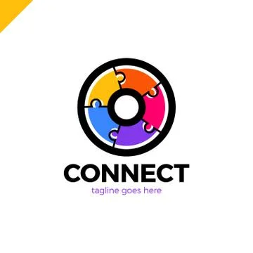 Ring puzzles diagram logo. circle connect communication logotype イラスト素材