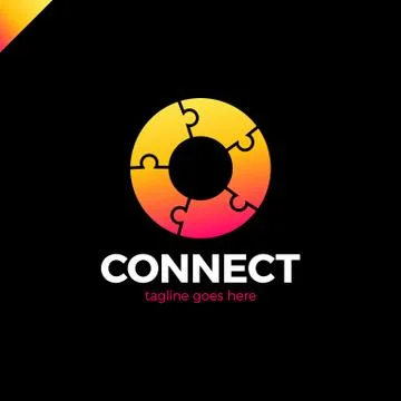 Ring puzzles diagram logo. circle connect communication logotype Illustration