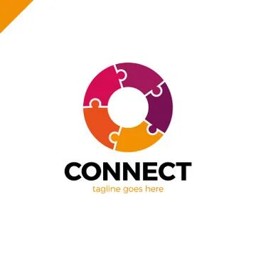Ring puzzles diagram logo. circle connect communication logotype イラスト素材