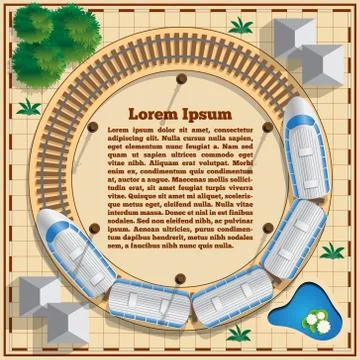 The ring railway with a train. Stock Illustration