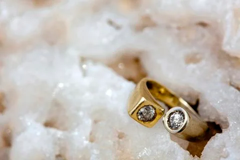 Ring on raw salt cluster Stock Photos
