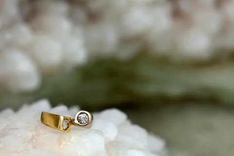 Ring on raw salt cluster Stock Photos