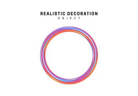 Ring Realistic shape 3d objects with gradient holographic color of hologram.  Illustrazione stock