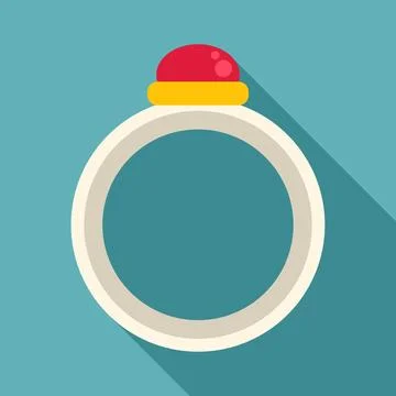 Ring with red ruby flat design icon イラスト素材