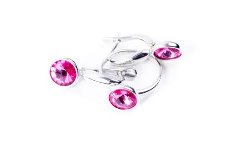 Ring with the red ruby stone isolated on white 库存照片