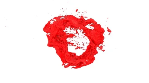 Ring of red turbulent color transforms into drop - on white, + alpha (FULL HD) Vídeos de archivo 80053673