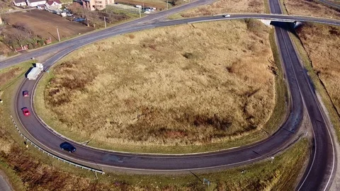 Ring road cars aerial view Stock Footage 120478564