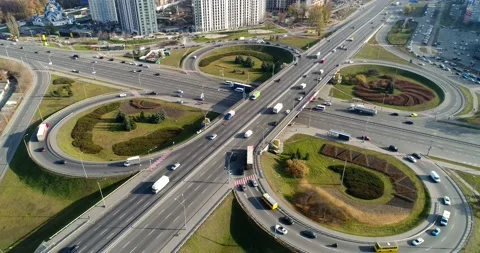 Ring road in winter. Traffic movements during rush hour. Kyiv. Ukraine. Stock Footage 232004614
