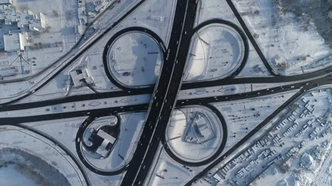 Ring road in winter. Traffic movements during rush hour. Kyiv. Ukraine. Stock Footage 232006297