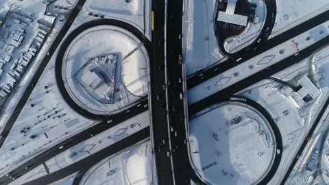 Ring road in winter. Traffic movements during rush hour. Kyiv. Ukraine. Stock Footage 232006481