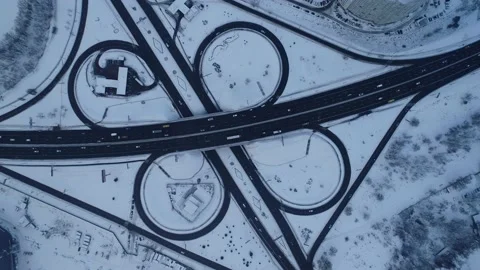 Ring road in winter. Traffic movements during rush hour. Kyiv. Ukraine. Stock Footage 232007866