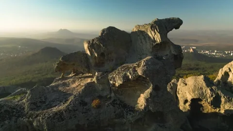 Ring rock. Beautiful view of the rocks with a ring-shaped window. Stock Footage 291948285