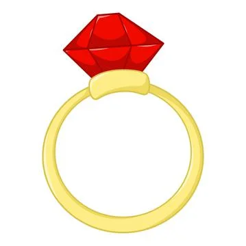 Ring with ruby cartoon illustration. Isolated on white background. Stock Illustration