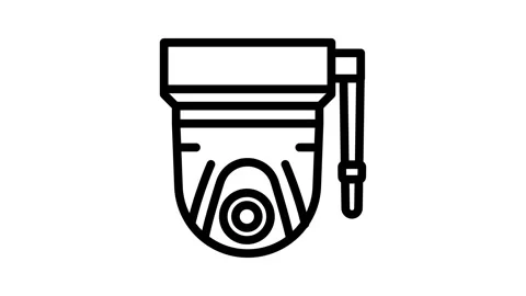 Ring security camera garage tool line icon animation Stock Footage 326764945