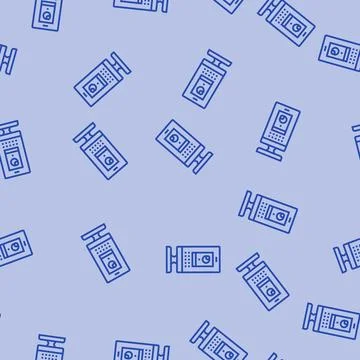 Ring security camera garage tool line seamless pattern Illustrazione stock