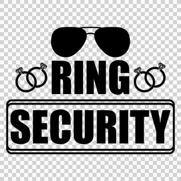 Ring Security Sunglasses And Rings typography black white Stock-Illustration