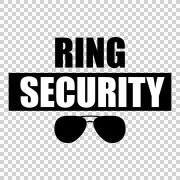 Ring Security Text With Sunglasses Icon rectangle minimalist Stock Illustration