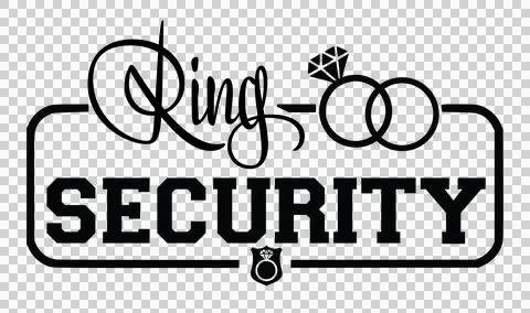 Ring Security Text With Wedding Rings And Badge diamond Illustrazione stock