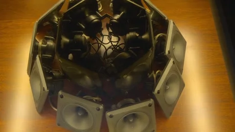 A ring shape sound system consisting of 10 loudspeakers for 3D sound Stock Footage 340456103