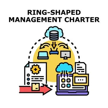 Ring shaped management charter organizing digital data flow Illustrazione stock