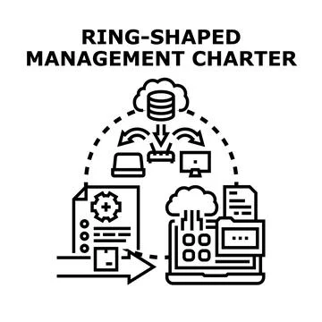 Ring shaped management charter organizing digital data flow Illustrazione stock