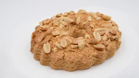 Ring shaped shortbread cookie with peanut Stock Footage 277151582