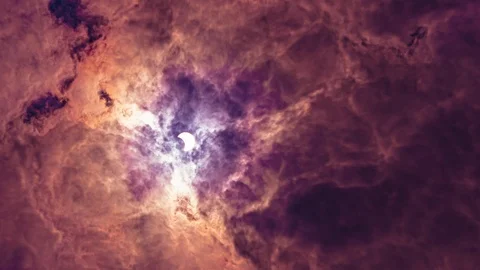 Ring solar eclipse, December 26, 2019, dyed colors for horror Video stock 122062145