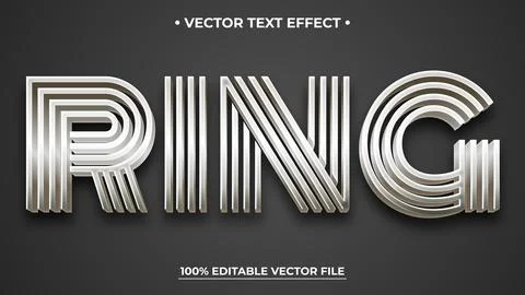 Ring text, textured silver color style editable text effect 스톡 일러스트