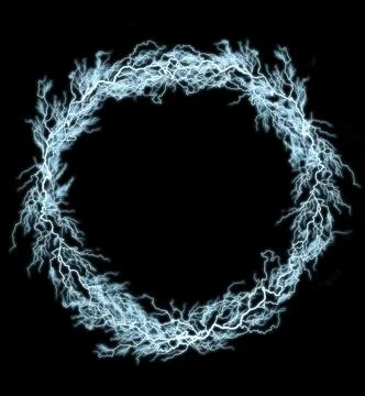 Ring thunderbolt. Realistic lightning. Electricity thunder light storm flash  Stock Photos