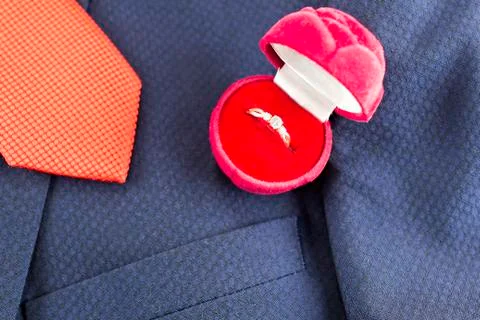 Ring, tie and jacket, close-up 写真素材