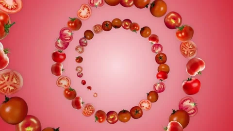 Ring TOMATOES Background, Vegetables, with Alpha Channel, Loop Stock Footage 139722505