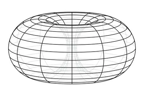 Ring torus, wireframe model of a donut, surface revolution Stock Illustration