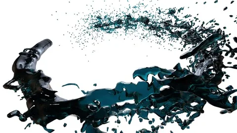 Ring of transparent blue paint flowing and rotating. Isolated on white Stock Footage