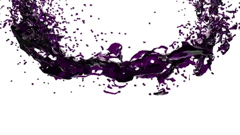 Ring of transparent violet paint flowing and rotating. Isolated on white Stock Footage