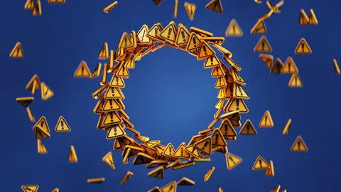 Ring of Warning Signs 3D Render Animation Stock-Footage 347110796