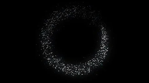A Ring Of White And Blue Particles Forming A Halo Against Black Background. Stock Footage 320133880