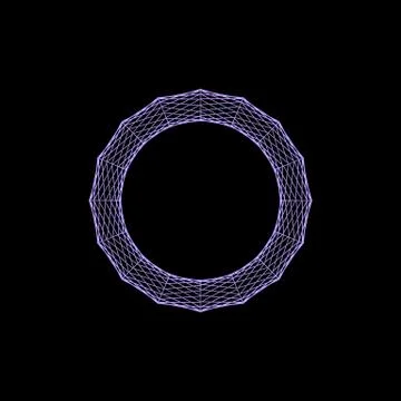 Ring wireframe. Isolated on black background. 3D rendering illustration. Stock Illustration