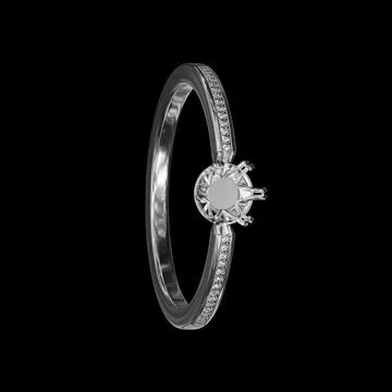 Ring without Diamond on a black background. 3d render Illustrazione stock