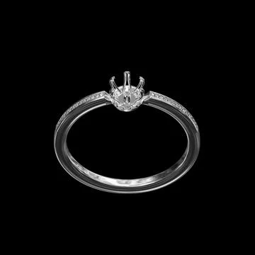 Ring without Diamond on a black background. 3d render Illustrazione stock