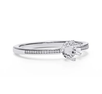 Ring without Diamond on a white background. 3d render Stock Illustration
