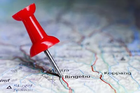 Ringebu, Norway pin on map Foto stock