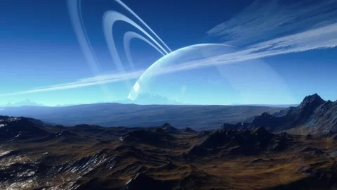 Ringed Exo-Planet Timelapse, Animation 4K Stock Footage 242513673