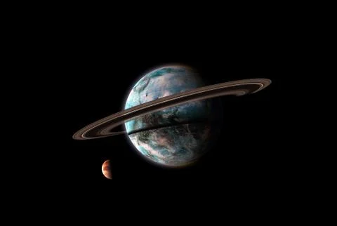 Ringed exoplanet Stock Illustration
