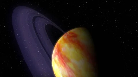 Ringed planet flyby in deep space Video stock 40656791
