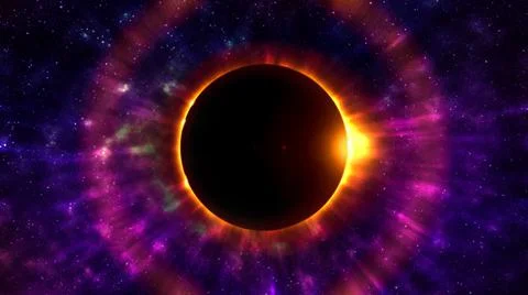 Ringed solar eclipse. Elements of solar eclipse Illustrazione stock